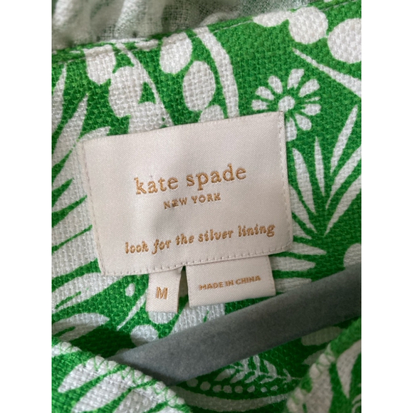 Kate Spade Shift Dress Green Floral Ruffle Neck Quiet Luxury Summer Spring Party - Picture 5 of 7